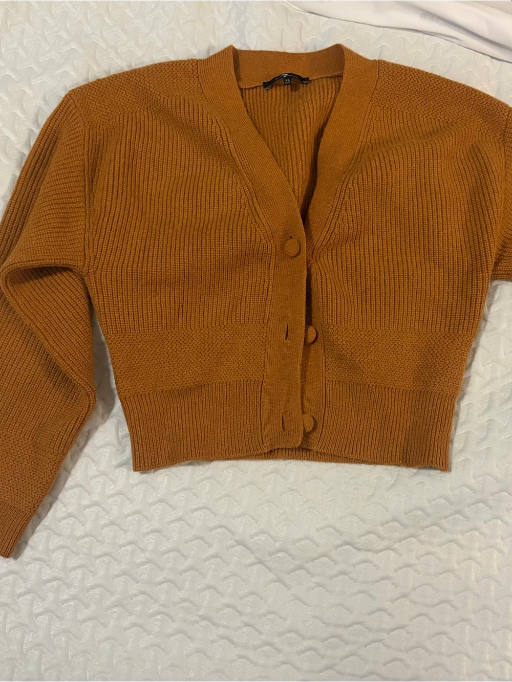 7 For All Mankind Cropped Button-Front Cardigan in Rust/Amber